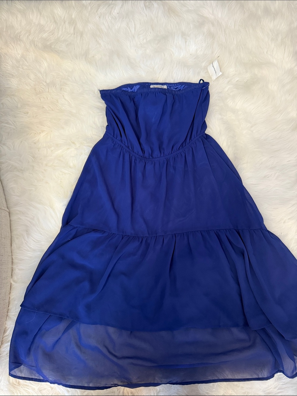 Strapless Royal Blue Tiered Dress